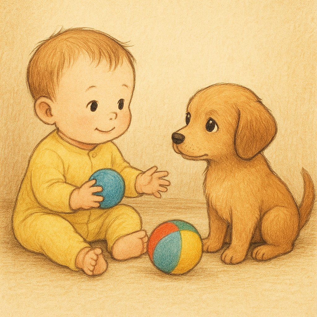 愛犬と赤ちゃんの遊び方は直接触れ合いよりおもちゃ中心が基本だよ